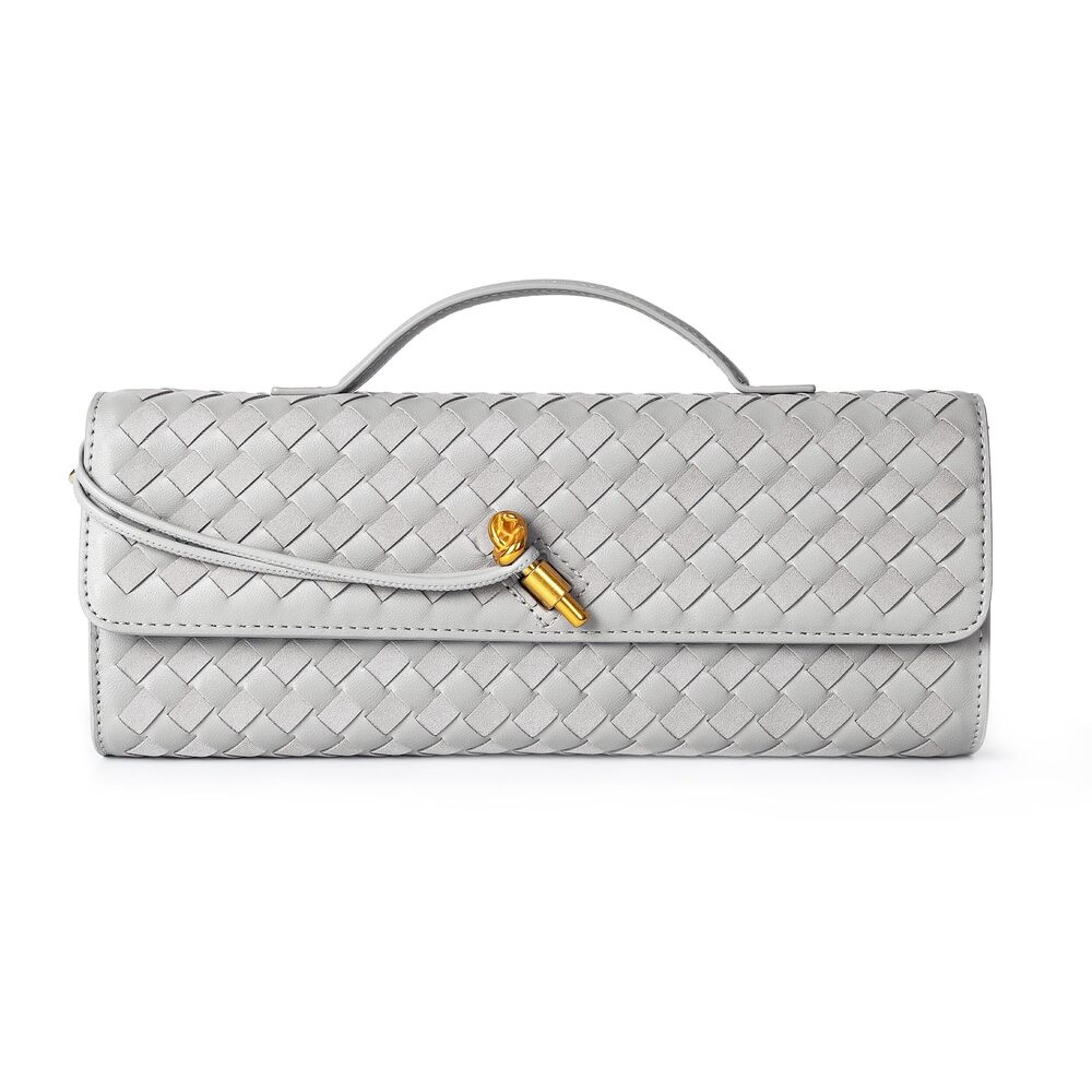 2187 Woven Purse Evening Clutch Woven Leather Handbags Crossbody Bag Suede